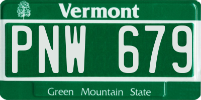 VT license plate PNW679