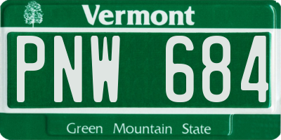 VT license plate PNW684
