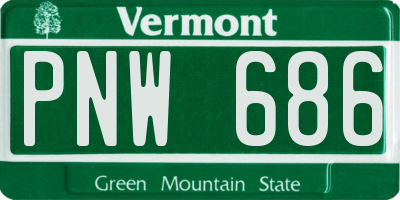 VT license plate PNW686