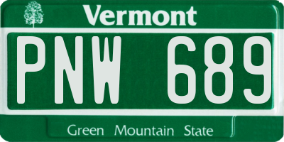 VT license plate PNW689