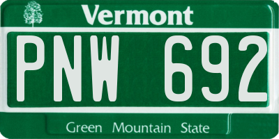VT license plate PNW692