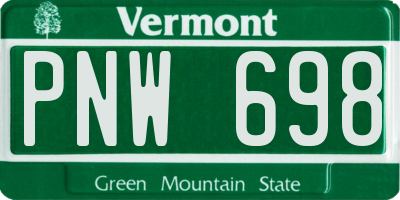 VT license plate PNW698