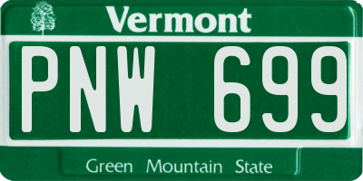 VT license plate PNW699