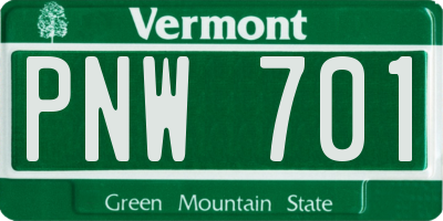 VT license plate PNW701