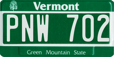 VT license plate PNW702