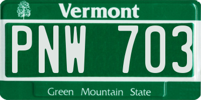 VT license plate PNW703