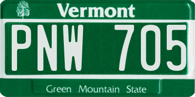 VT license plate PNW705
