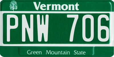 VT license plate PNW706