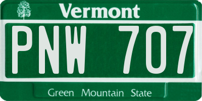 VT license plate PNW707