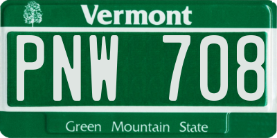 VT license plate PNW708