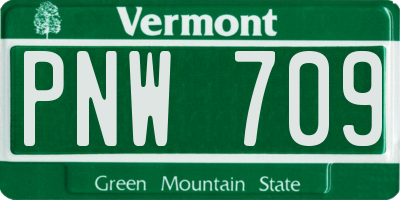VT license plate PNW709