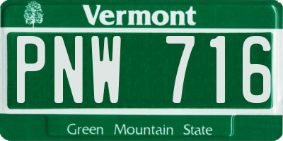 VT license plate PNW716