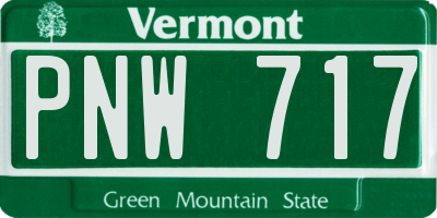 VT license plate PNW717