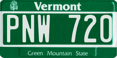 VT license plate PNW720