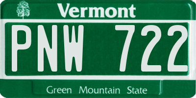 VT license plate PNW722