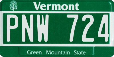 VT license plate PNW724