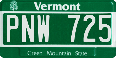 VT license plate PNW725