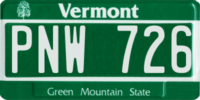 VT license plate PNW726