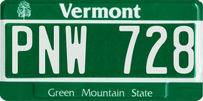 VT license plate PNW728