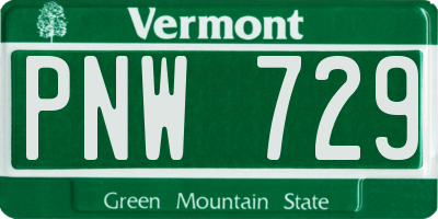 VT license plate PNW729