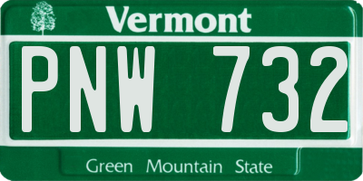 VT license plate PNW732