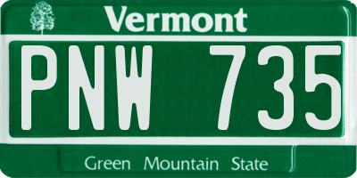VT license plate PNW735