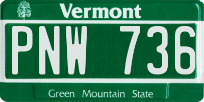 VT license plate PNW736