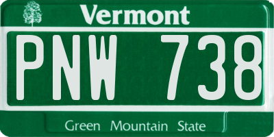 VT license plate PNW738