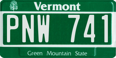 VT license plate PNW741