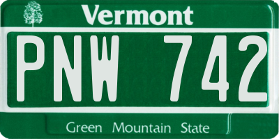 VT license plate PNW742