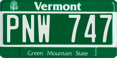 VT license plate PNW747