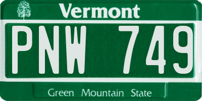 VT license plate PNW749