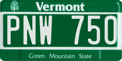 VT license plate PNW750
