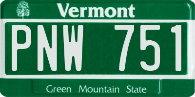 VT license plate PNW751