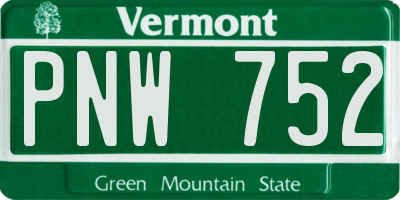 VT license plate PNW752