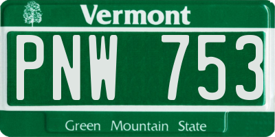 VT license plate PNW753