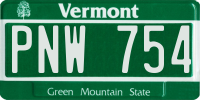 VT license plate PNW754
