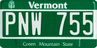 VT license plate PNW755