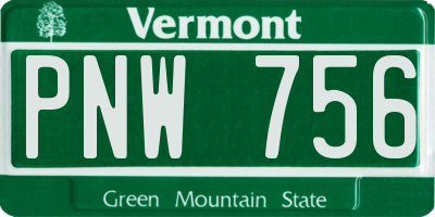 VT license plate PNW756