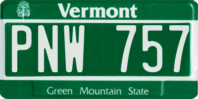 VT license plate PNW757