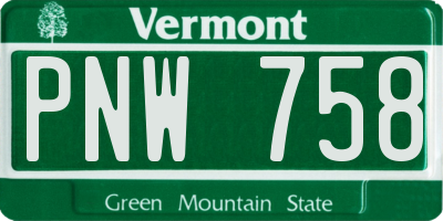 VT license plate PNW758