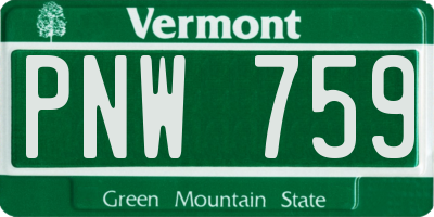VT license plate PNW759