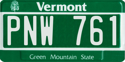 VT license plate PNW761