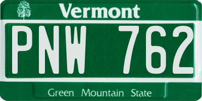 VT license plate PNW762