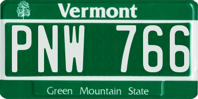 VT license plate PNW766