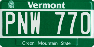VT license plate PNW770