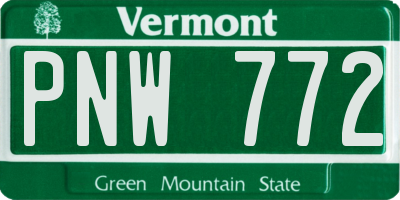 VT license plate PNW772