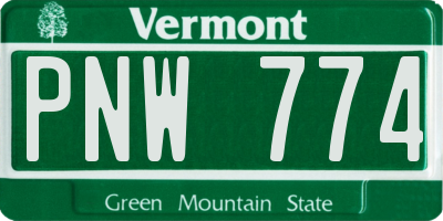 VT license plate PNW774