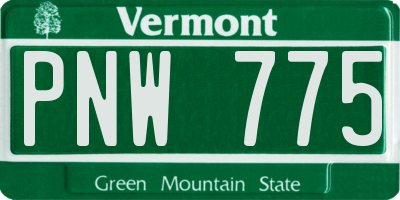 VT license plate PNW775
