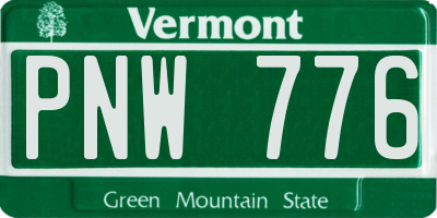 VT license plate PNW776